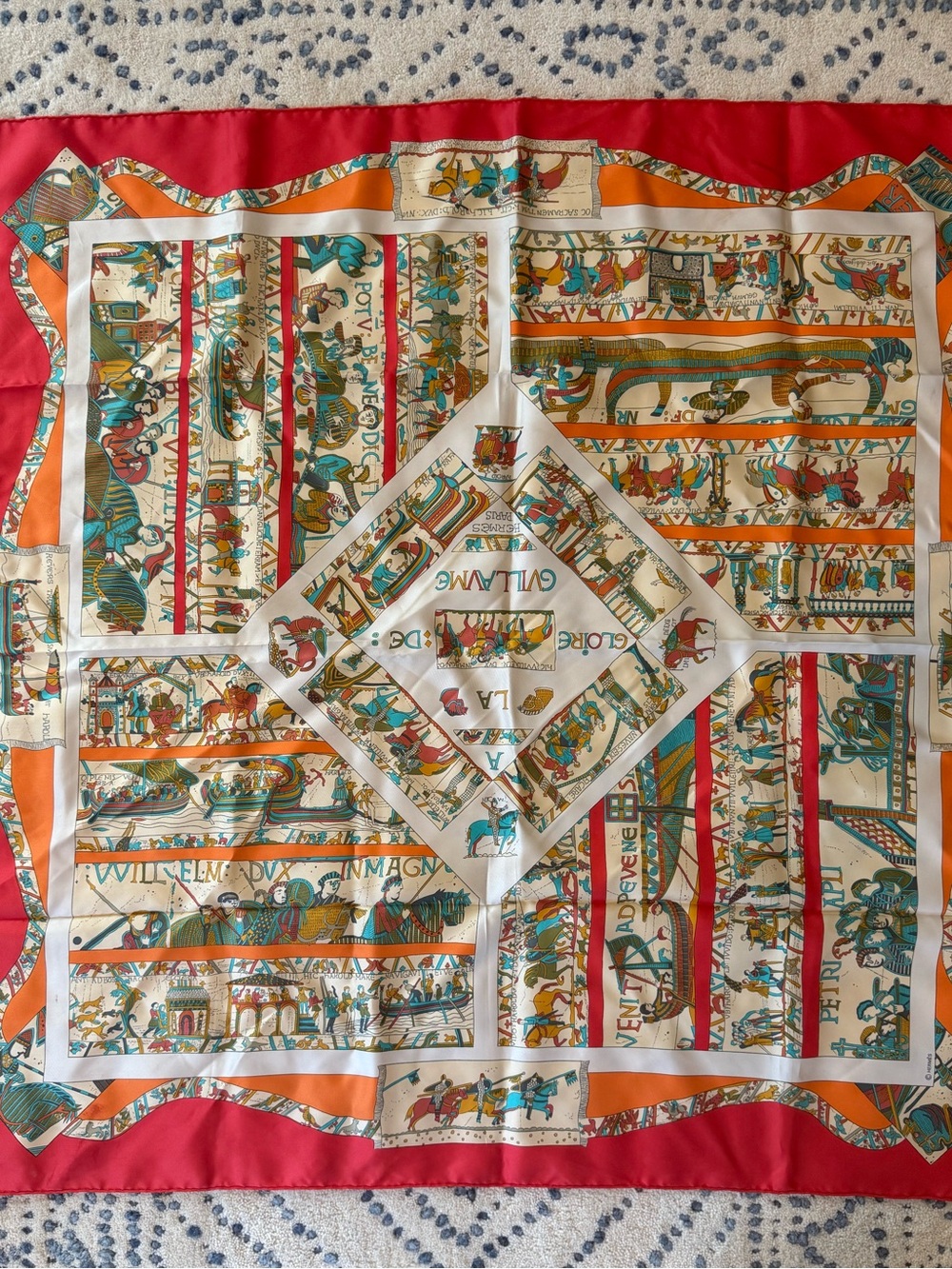 Hermes - 'A la Gloire de Guillaume' 90s silk scarf